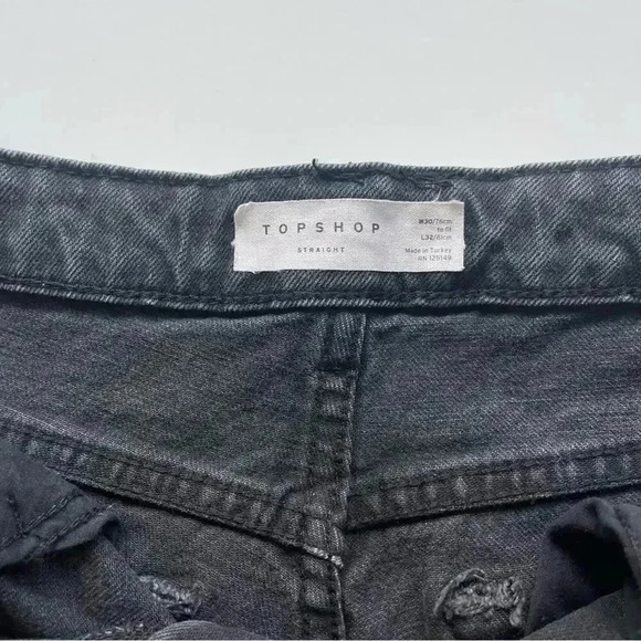 Topshop Black High Rise Split Hem Straight
Leg Jeans 30 - Picture 3 of 6